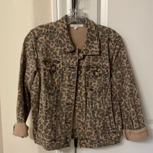 STS Blue Distressed leopard denim jacket
